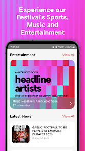 Emirates Dubai 7s app store screenshot showing entertainment and news